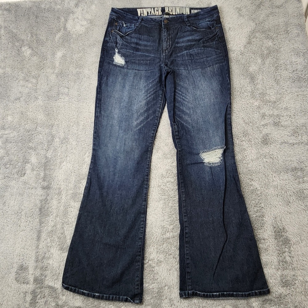 Rewash Jeans Women 13/31 Blue Vintage Reunion Flare Distressed J6494B03